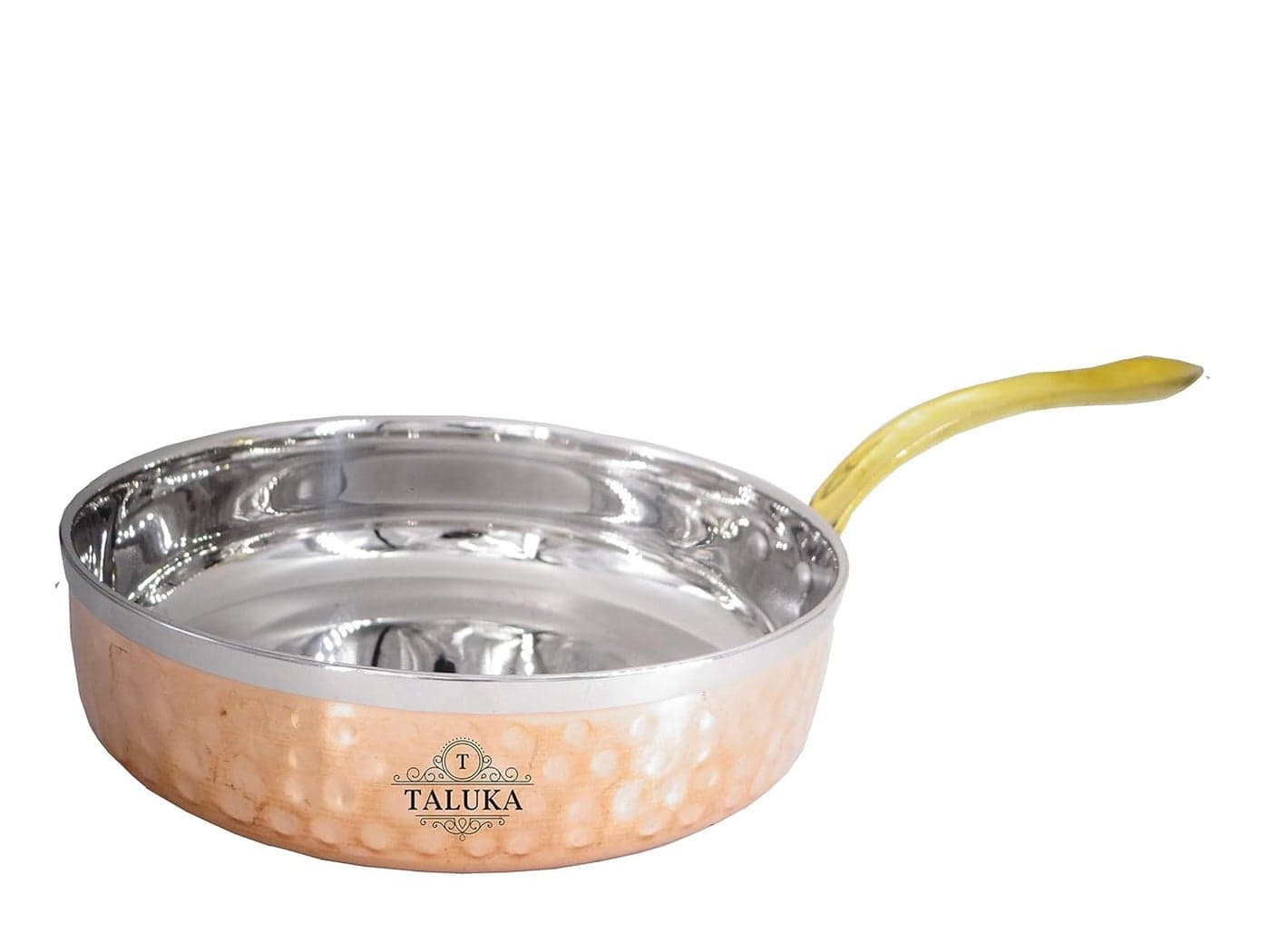 Taluka 18 x 63 inches Stainless Steel Copper Fry Pan Tadka Pan 700 ML Cooking Dishes Home Hotel Restaurant Tableware Kitchen Dining