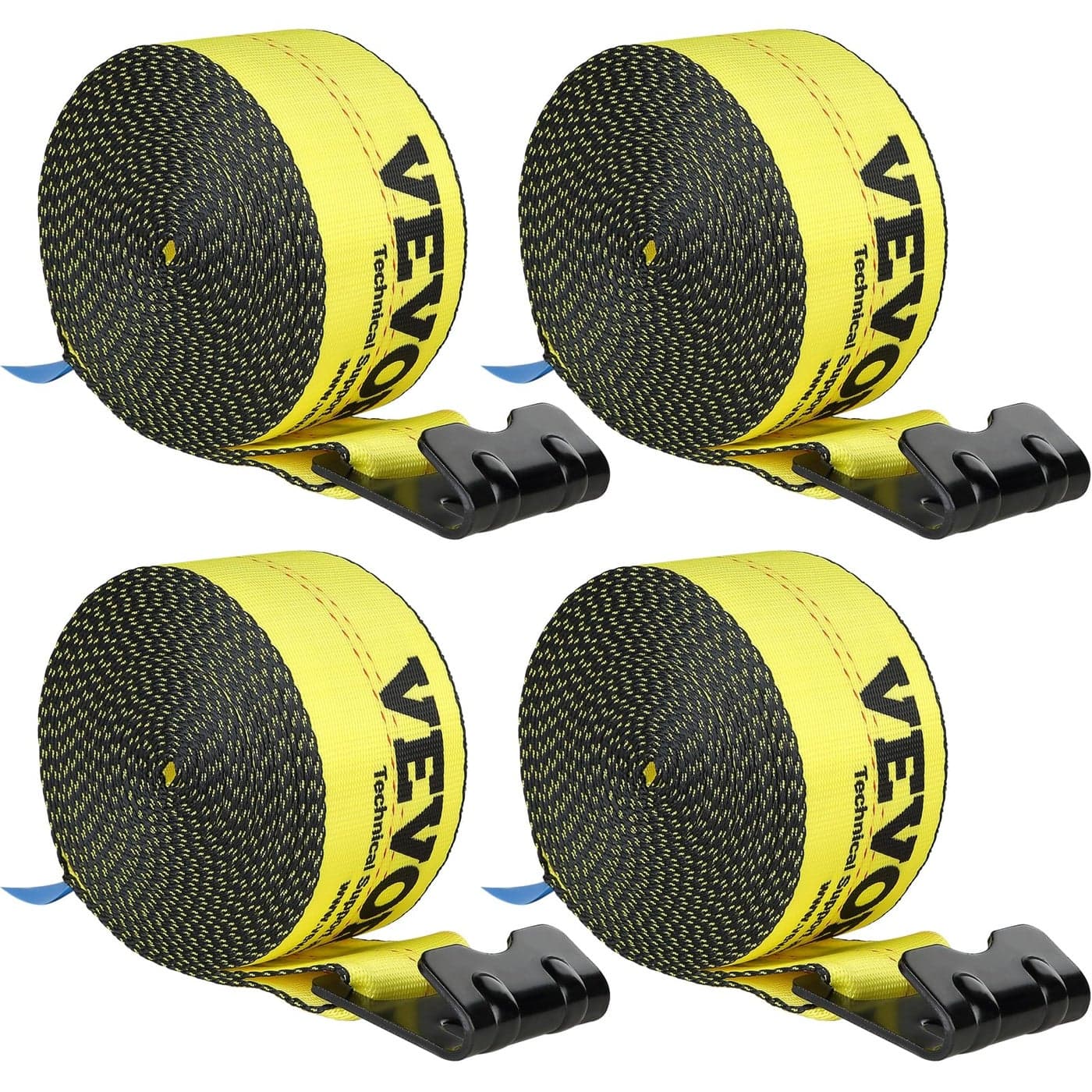 VEVOR Truck Straps 4 x 30 Heavy Duty Tie Down wFlat Hooks 18000lbs Break Strength WLL 6000lbs Cargo Straps tie Down for Flatbeds Trucks Trailers Farms Rescues Tree Saver Yellow4 Pack