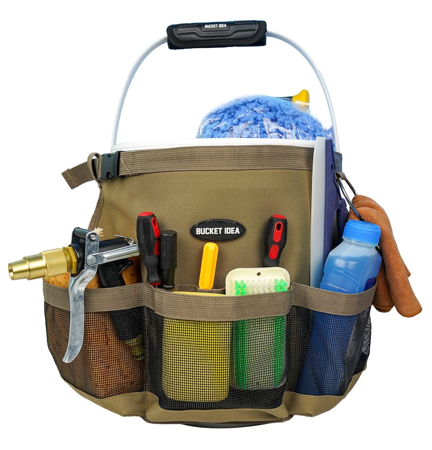 MELOTOUGH Bucket Idea Wash Tool Organizer for 5 Gallon Bucket Cleaning Pockets for Car Wash Supplier Khaki Color 1