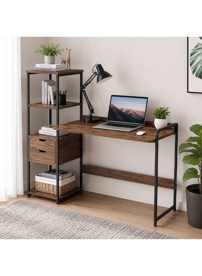 Modern Computer Desk with Storage Shelves 120CM | Home Office Study Table, Writing Desk & Workstation