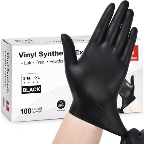 Schneider Black Vinyl Synthetic Exam Gloves 4 Mil XL Disposable Gloves LatexFree Plastic for Medical Cooking Cleaning and Food Prep Surgical PowderFree NonSterile 100ct Box XL