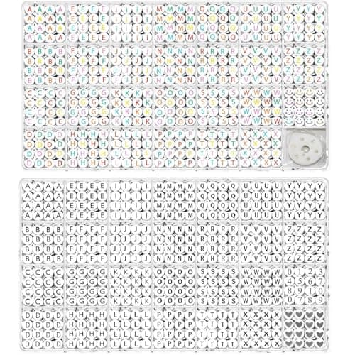 YMSDZHL Alphabet Beads AZ 1900Pcs Letter Beads Acrylic 4x7mm Round Letter Beads KitsBlack Digit and Colorful Smile Beads for Bracelets Necklaces DIY Jewelry Making BlackColorful1900PCS
