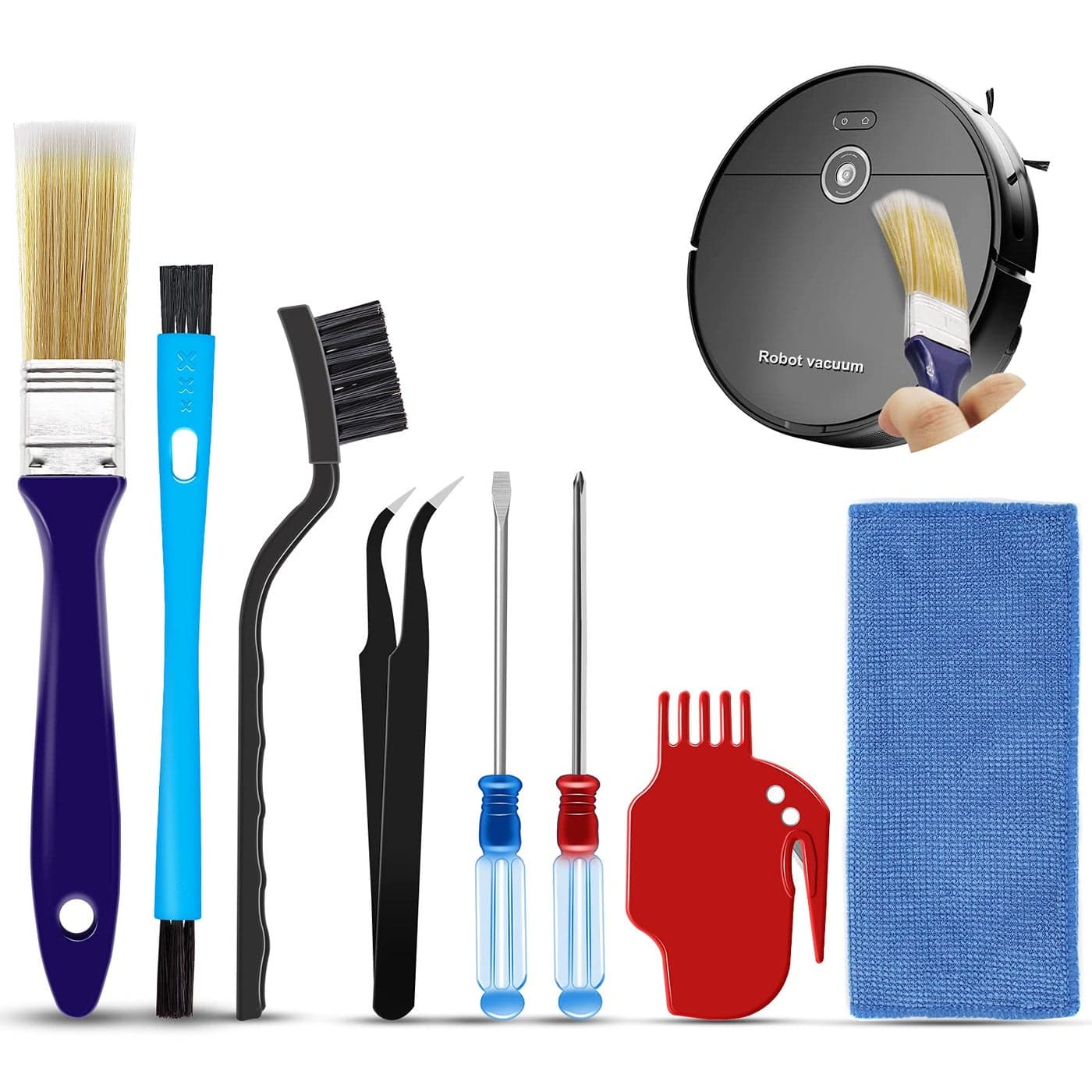 Midukit Vacuum Attachments Accessories for Robot Vacuum CleanerCleaning Brush roll Cleaning Tool Replacement Parts Part kit Tool for Vacuums Cleaner Replacement Include Vacuum Cleaning Cloth