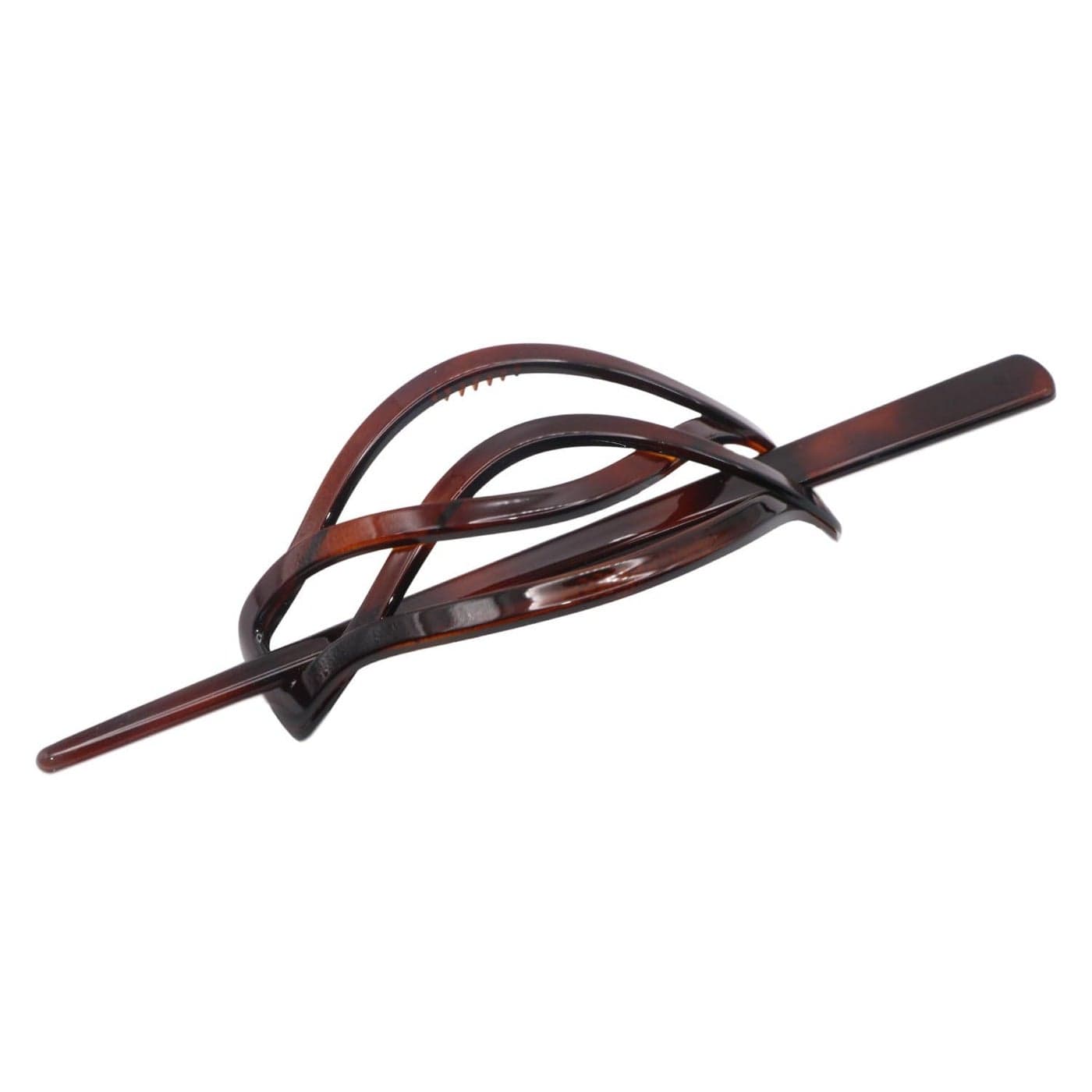 Parcelona French Twist Tortoise Shell Brown Chignon Ponytail Holder Hair Slider Pin Thru Hair Barrette with Stick For Women and Girls