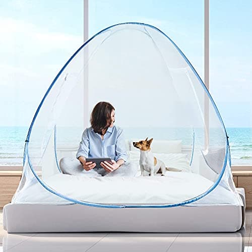 CR18 COLL:ECTION Big Size Trending Mosquito Net Premium Polyester Foldable, Double Bed King Size, Strong 30GSM, PVC Coated Steel (L205cm X W205cm X H150cm) Multicolor