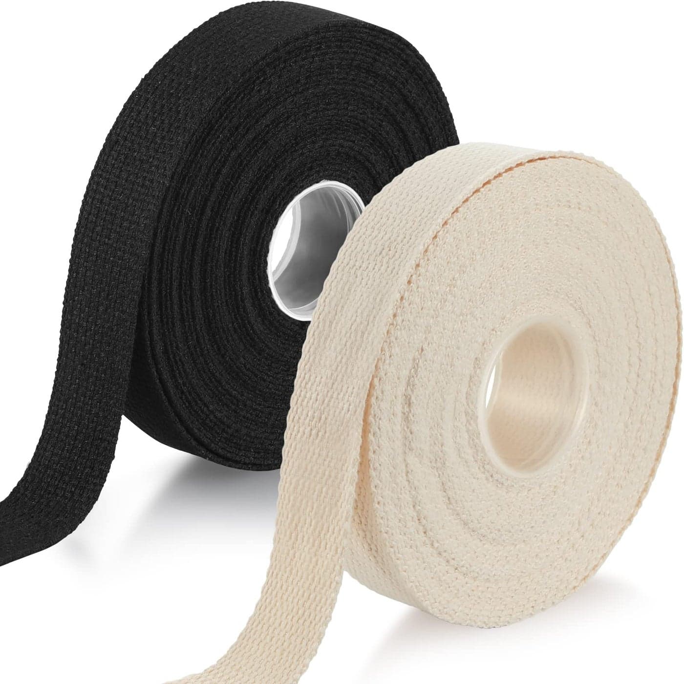2 Rolls 20 Yards Cotton Webbing 1 Inch for DIY Crafts Decoration Heavy Sewing Webbing Home Wrapping Tote Bags Making Outdoor Supplies Black Natural Color
