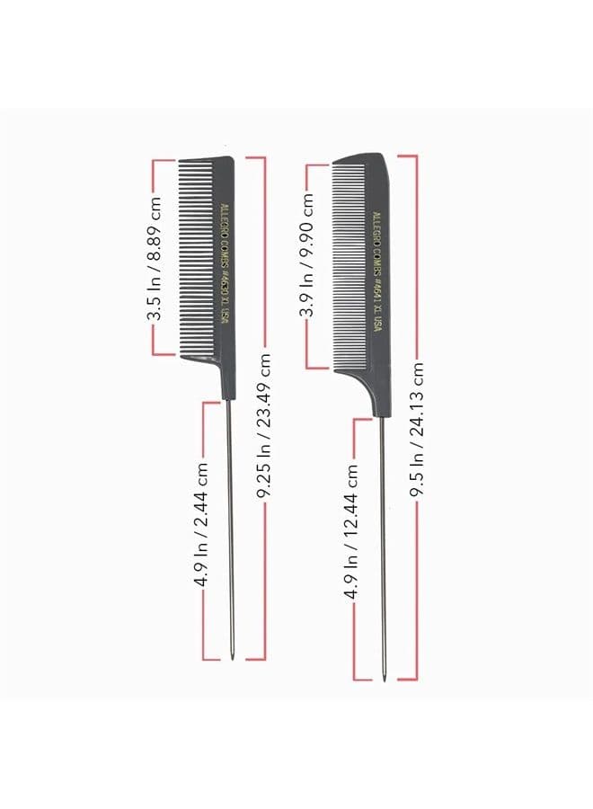 XL Pintail Rat Tail Combs Parting Combs Metal Tail Foiling Combs Pin Combs 2 Pc. (AQUA & WHITE)