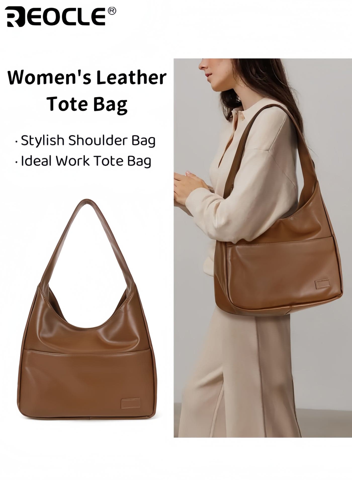 Women's Faux Leather Tote Bag Stylish Shoulder College Tote Hobo Handbag Ideal Work Purse Durable Spacious with Pockets Suitable for Daily Use Work School Shopping for Ladies for Women