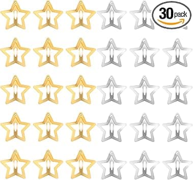 Qianyu Star Hair Clips 30 Pcs Silver and Golden Metal Non Slip Snap Star Hair Side Clamps Headdress Accessories small Kawaii Star Shaped Hairpins Cute Hair Barrettes for Kids Girls Women