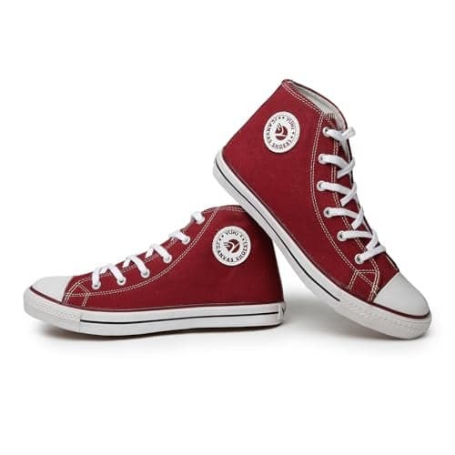 YUKI Unisex Canvas Comfortable & Lightweight Sneaker for Men's and Women's | High Top Canvas Sneakers Red
