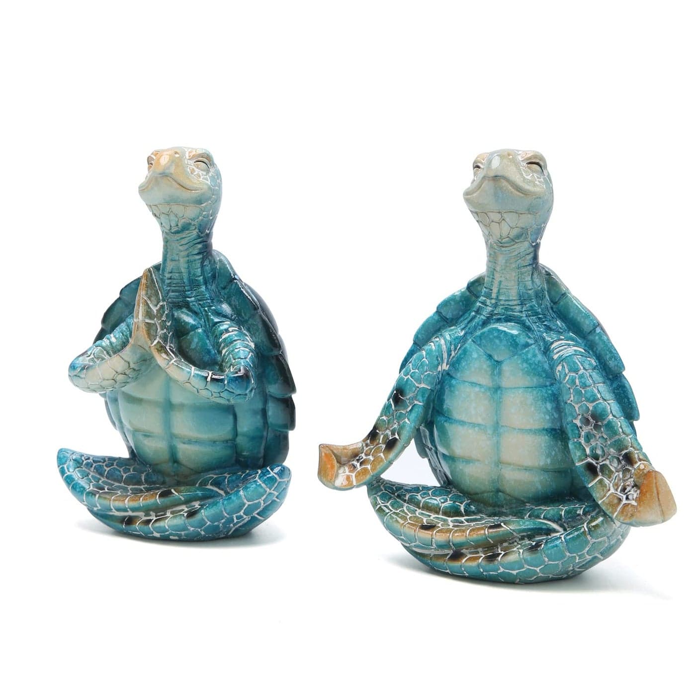 Hodao 2PCS Sea Turtle Meditation Yoga Decor Garden Figurines Sea Turtle Meditating Coastal Beach Decorations Zen Yoga Resin Statues for Home Office Decor Home Calming Gifts for Mom Nature Lovers