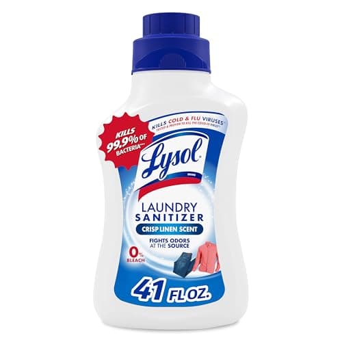 Lysol Disinfectant Laundry Sanitizer & Scent Booster, Laundry Detergent Additive, Color Safe Bleach Alternative, Laundry Odor Eliminator, Kills Bacteria & Viruses, Crisp Linen Scent, 41 Fl Oz Liquid