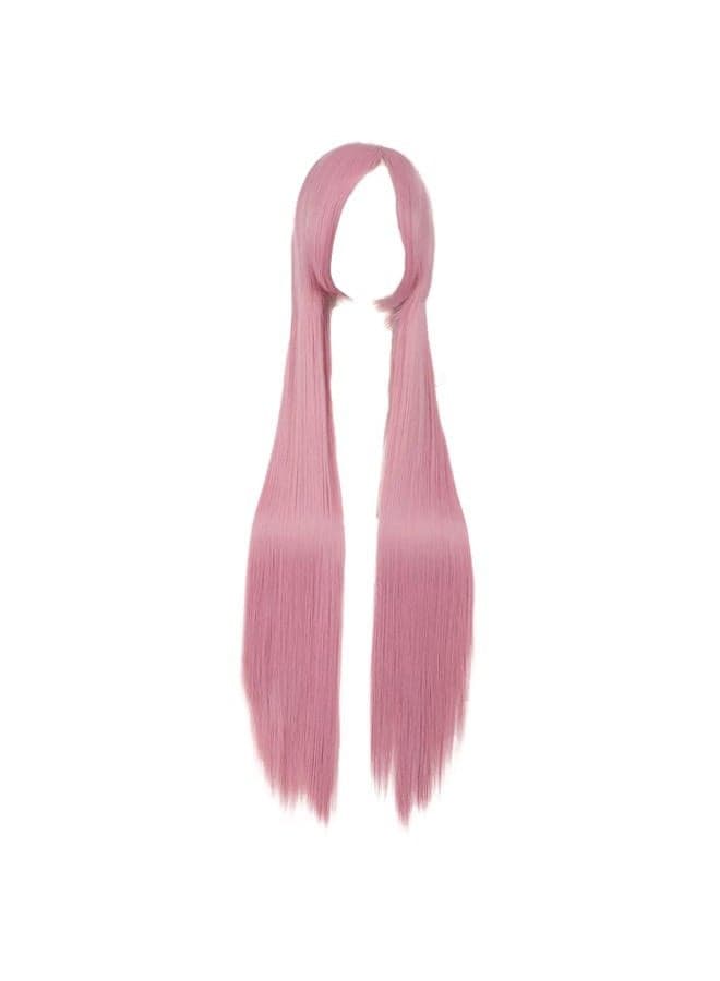 39 Inch/100cm Side Bangs Long Lolita Cosplay Party Pink Straight Wig 100cm