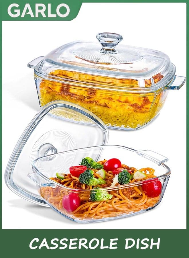 Casserole Dish with Lid, Glass Casserole Cookware, 22CM Square Casseroles Dishs, Glass Small Bowl With Lid, Baking Dishs, Serving Dish Food Container for Cooking, Oven and Microwave Safe (1.2L)