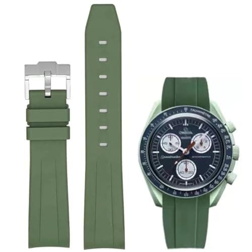 Danxancy Bands for Moonswatch Watch,Curved End Rubber Watch Strap Compatible with Omega Swatch Moonswatch Speedmaster Planet Series Replacement Band for Men Women