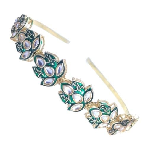 University Trendz Lotus Inspired Mathapatti Hair-Band Gold-Plated SheeshPhool For Women/Girl's