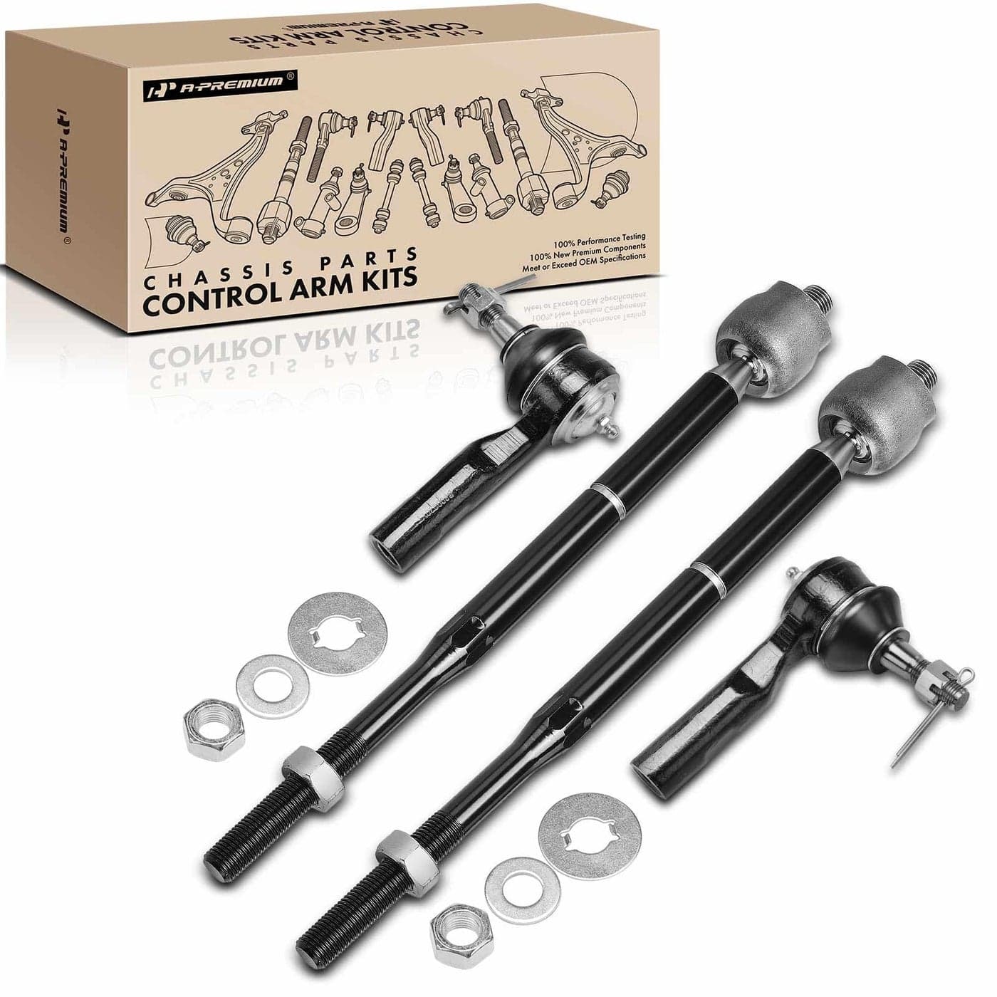 APremium Set of 4 Front Inner Outer Tie Rod End Kit Compatible with Chevrolet HHR 20062011 Cobalt 20052010 Pontiac G5 20072010 Pursuit 20052006 Saturn Ion 20032007