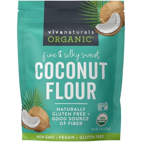 Viva Naturals Organic Coconut Flour 4 lbs 181 kg Gluten Free Flour for Keto Paleo Vegan Baking Good Source of Fiber Low Fat NonGMO Unbleached Unrefined