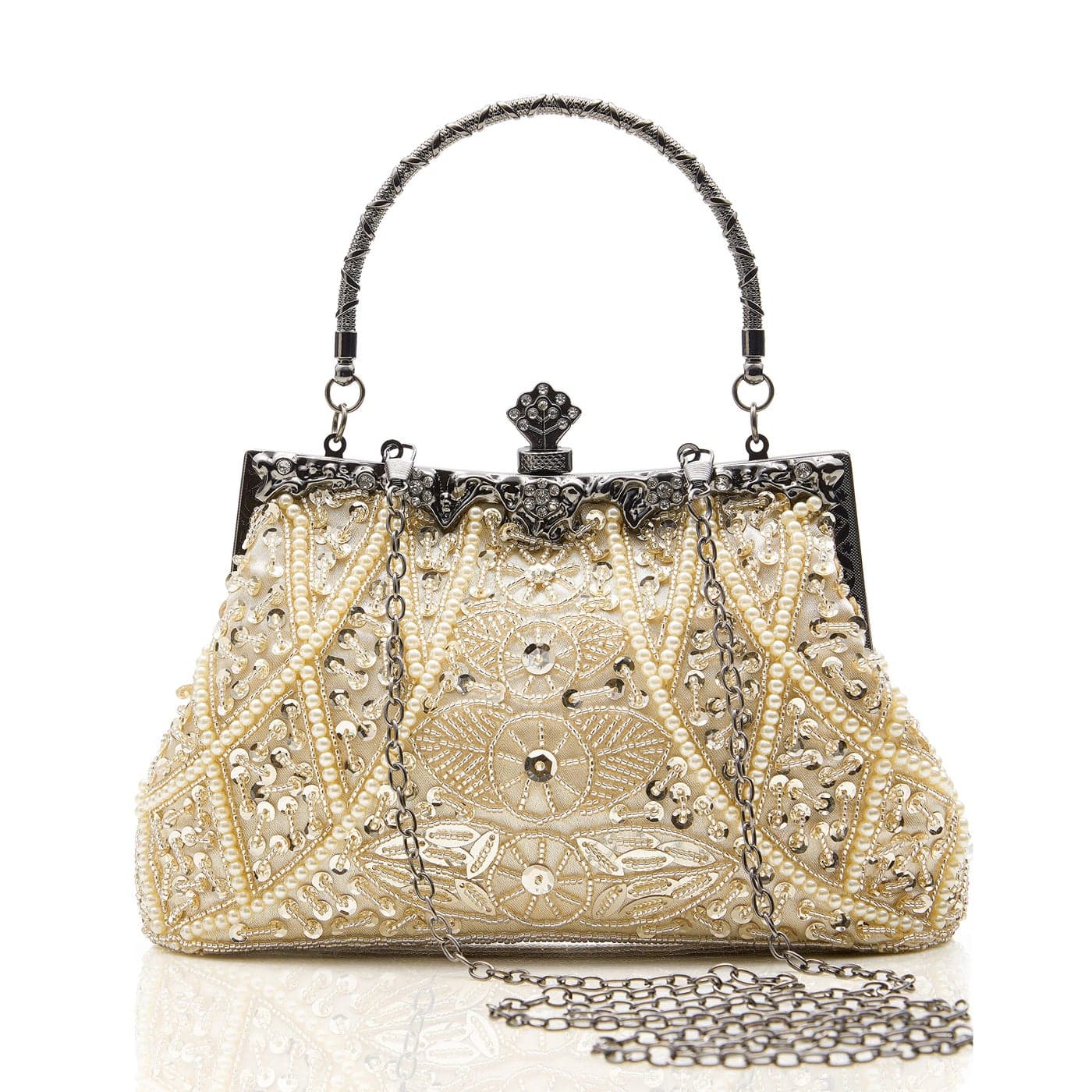 BABEYOND Evening Clutch Purses for Women Vintage Evening Bag Accessories for Women Gatsby 1920s Beaded Sequin Pearl Clutch