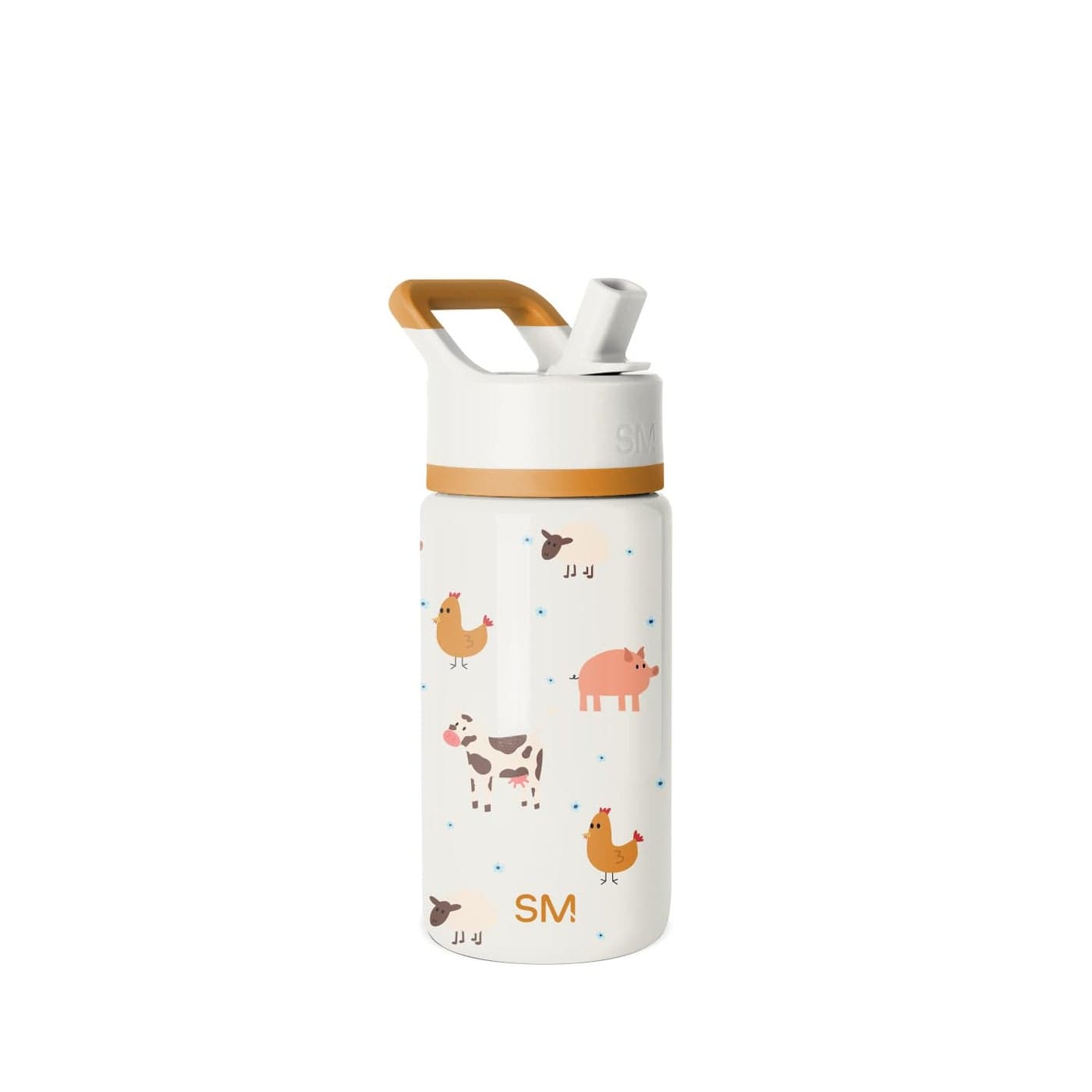 Simple Modern Kids Summit Water Bottle with Straw Lid 14oz Stainless Steel Cup Insulated Tumbler for Toddlers School Farm Animals