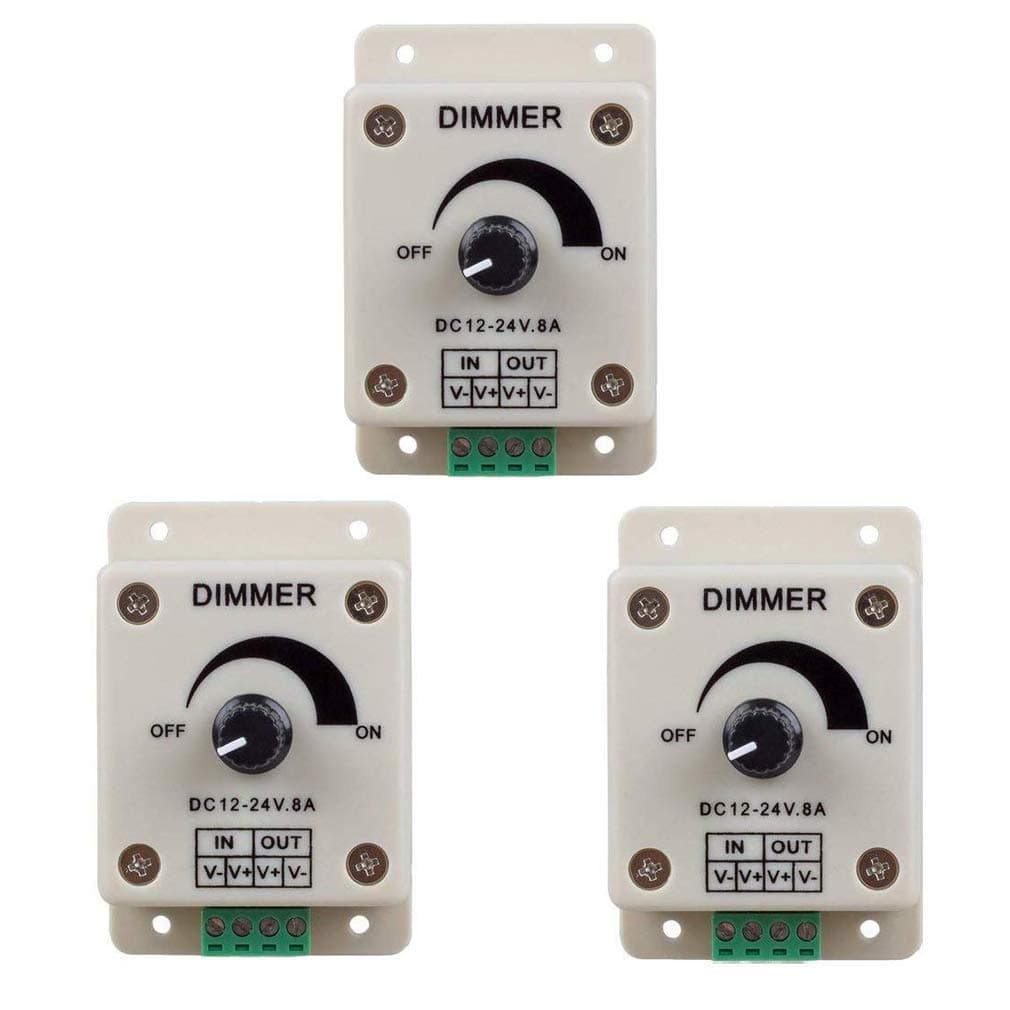 Hiletgo 3pcs DC1224V 8Amp 0100 PWM Dimming Controller for LED Lights Ribbon LightsTape LightsDimmer is Compatible with Hilight LEDwholesaler fillite and Others Strips