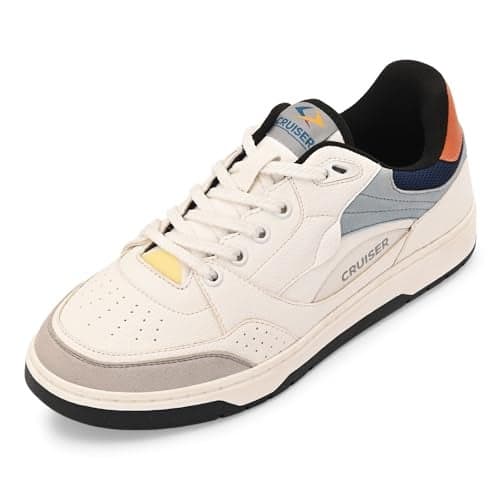 Cruiser White Sneaker for Men | Lightweight & Comfortable | Stylish Lace-Up Casual Footwear with Cushioned Insole | Perfect for Versatile Outfits 2632-7
