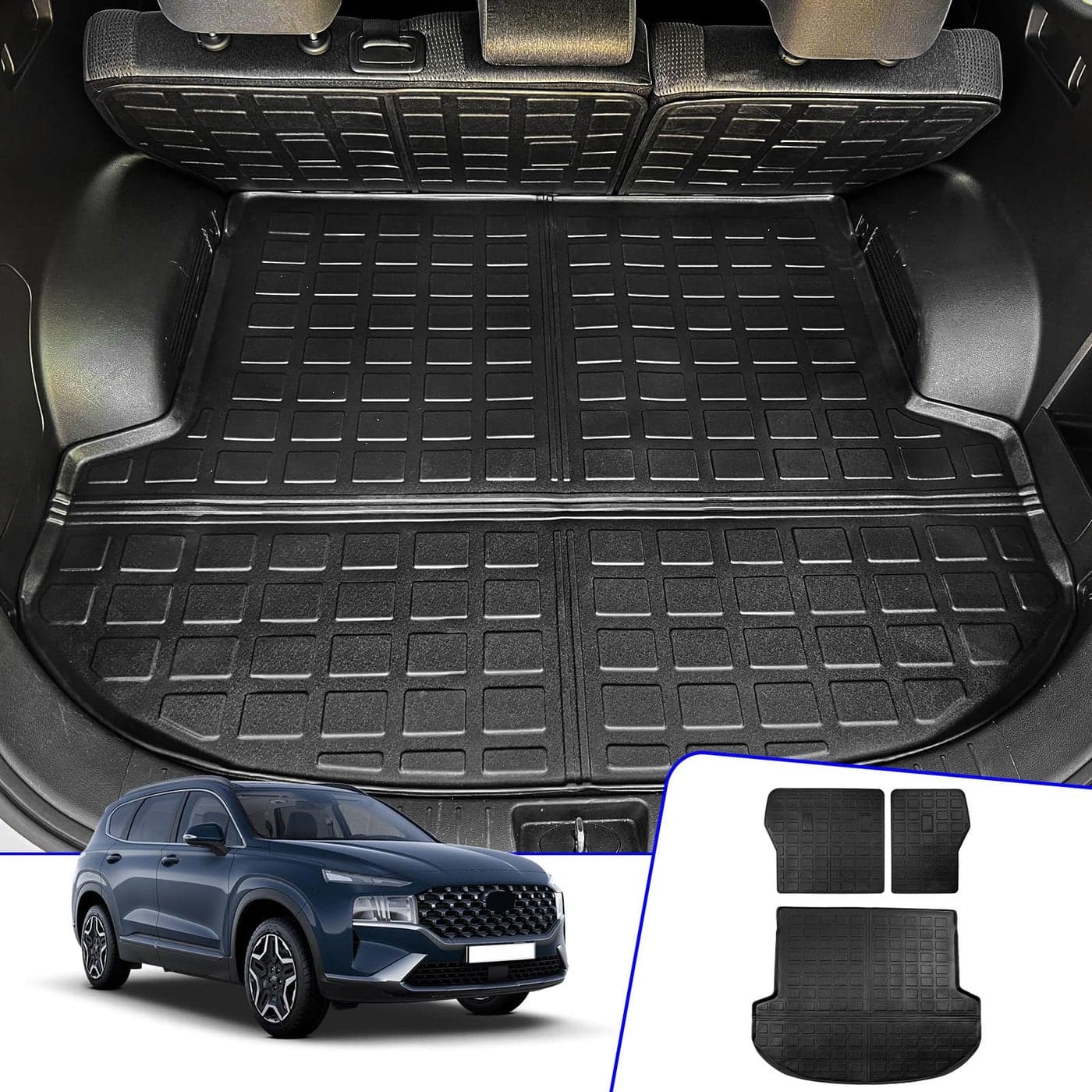 Rongtaod Cargo Mat Compatible with 20212023 Hyundai Santa Fe Fit 5 Seats Trunk Mat Cargo Mat Cargo Liner All Weather Trunk Liner 2022 Santa Fe Accessories Trunk MatBackrest Mats