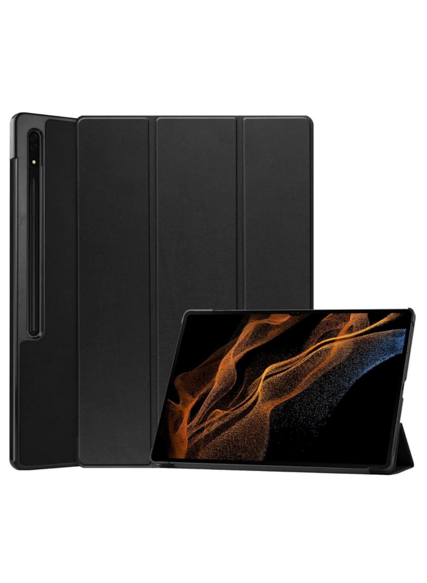 1pcs Slim Stand Protective Cover for Samsung Galaxy Tab S10 Ultra 14.6 inch Released 2024 with S Pen Holder Auto Wake Sleep Funda For SM-X910 Black