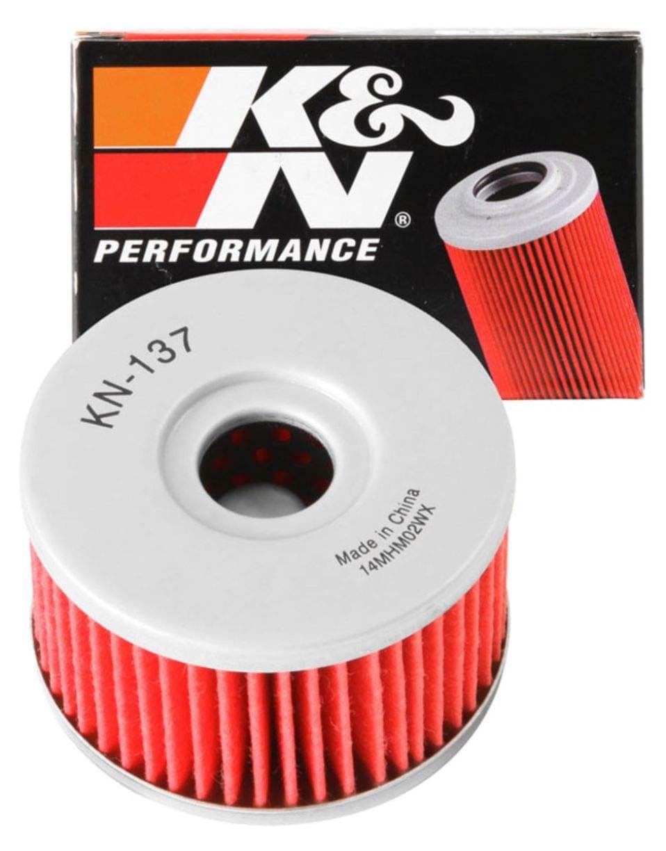 KN Motorcycle Oil Filter High Performance Premium Designed to be used with Synthetic or Conventional Oils Fits Select Suzuki Vehicles KN137