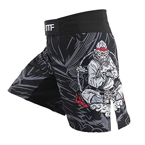 SOTF Men Breathable Running Shorts MMA Boxing Fitness Sports Shorts Black Gray XXL Waist 38.5-40 inch