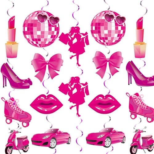 Pink Party Decorations Hot Pink Girls Hanging Bachelorette Party Decoration Princess Birthday Supplies for Girls Doll Theme Party Cowgirl Decor
