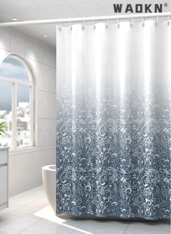 Gradient Shower Curtain for Bathroom - Decorative Roland Shower Liner - Household Printed Shower Curtain Set with Hooks ,Nylon blend waterproof shower curtain,Toilet curtains,kitchen door curtain- Bath Curtain 180cm x 200cm