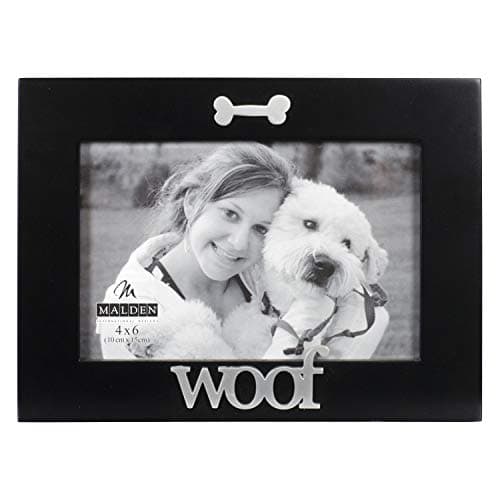 Malden International Designs Black Wood Expression Picture Frame, Woof, 4x6, Black