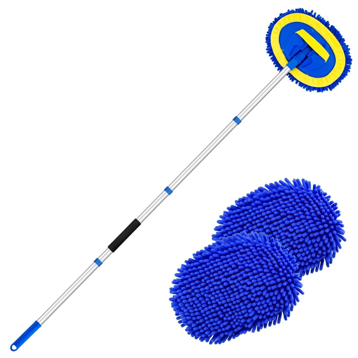 Ordenado 62 Car Wash Brush Kit Mitt Mop Sponge with Long Handle Chenille Microfiber Car Cleaning Brush Kit Supplies Car Washing Mop Kit Car Care Kit of ScratchFree Replacement Head for Car RV Truck