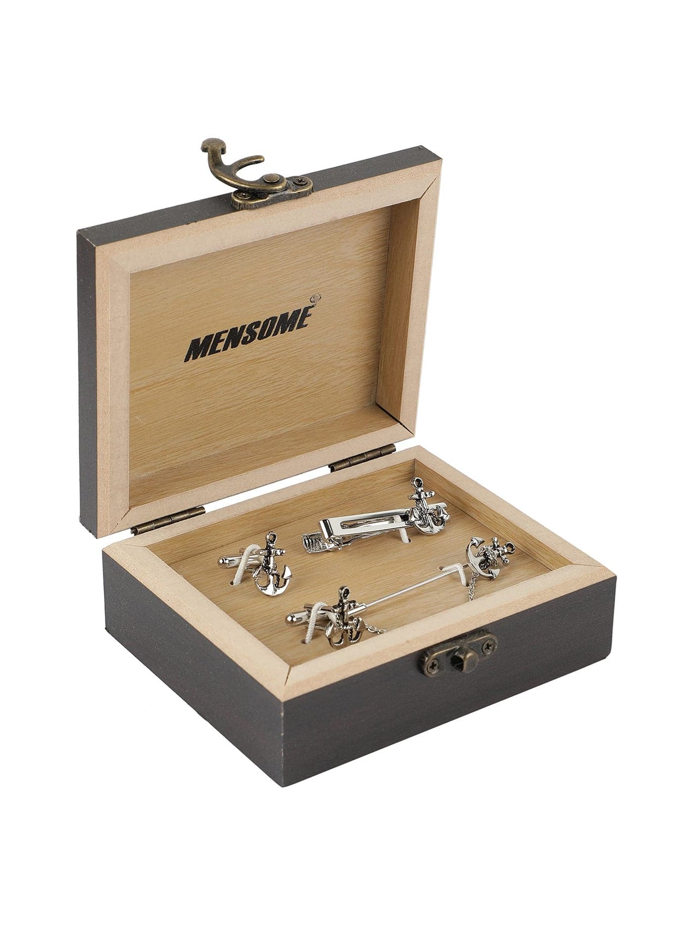 MENSOME Anchor Cufflinks, Lapel Pin Brooch And Tie Pin Gift Set For Men