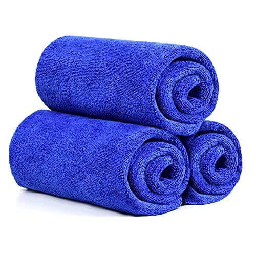 Four Season Microfiber Cleaning ClothsPack of 3 Blue Highly Absorbent lint Free,Streak Free,Reusable,Durable Absorbent Cleaning Cloth for Windows Cars Mirrors Pack of 3