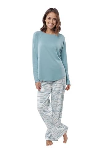 jijamas Incredibly Soft Pima Cotton Women’s Pajama Set "The Therapist" In Caribbean Blue, Medium