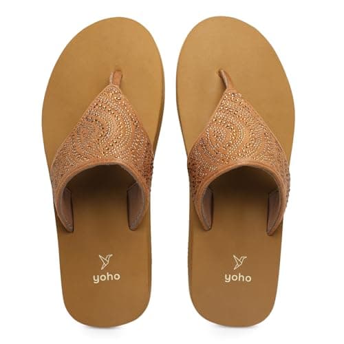 YOHO SDL 107 Slippers for Women | Velvet V-Strap Slip-On Chappals | Stylish Flat Footwear & Sandals for Ladies | Comfortable Platform for Daily Use | Beige -UK 3