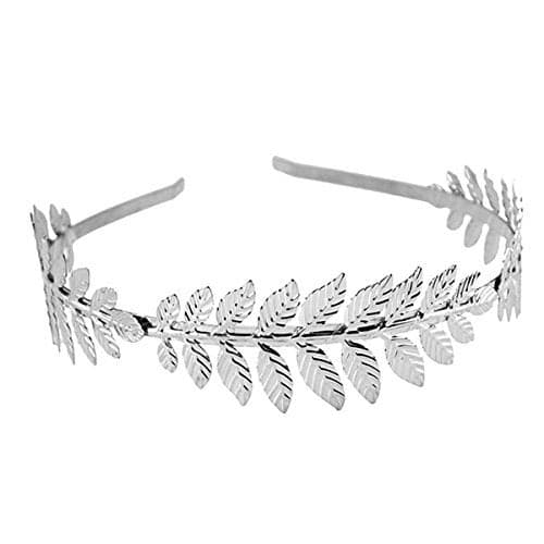 Fodattm Women Lady Greek Roman Laurel Leaf Hair Hoop HeadBand Bridal Hair Crown Headdress Metal Leaf Branch French Hair Bands Hair Accessories (Silver - A#)