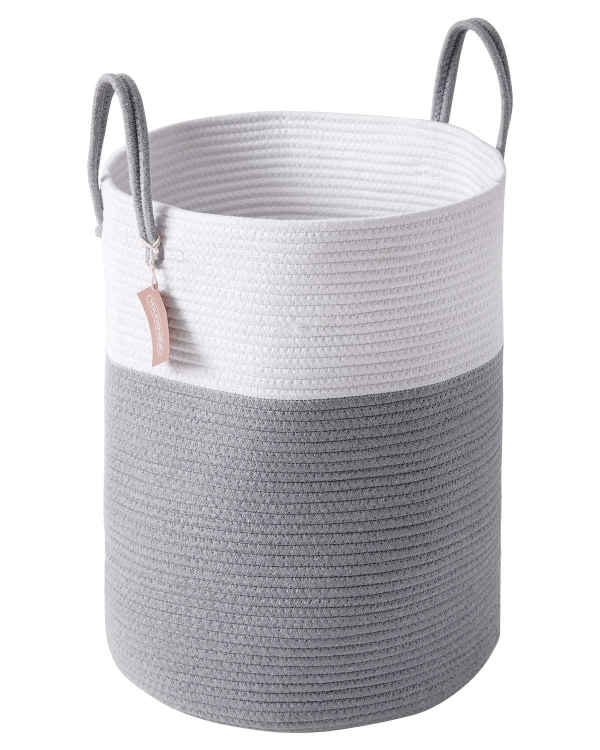 Cotton Rope Laundry Hamper by YOUDENOVA 58L Woven Collapsible Laundry Basket Clothes Storage Basket for Blankets Laundry Room Organizing Bedroom Storage Clothes Hamper Grey