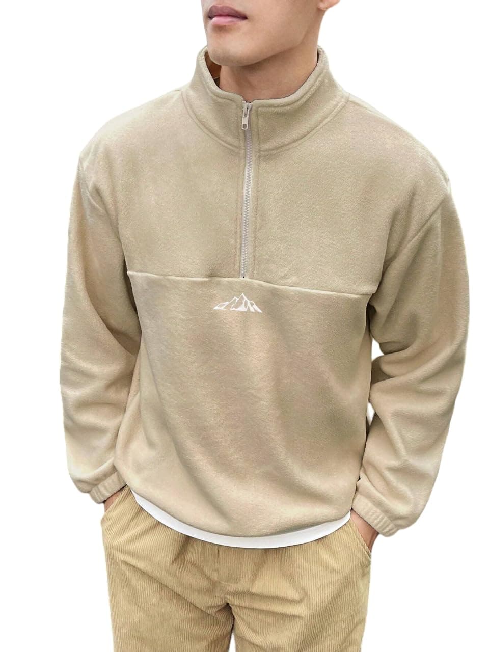 JVX Unisex-Adult Wool Blend Round Neck Sweatshirt (MSS-01_Beige