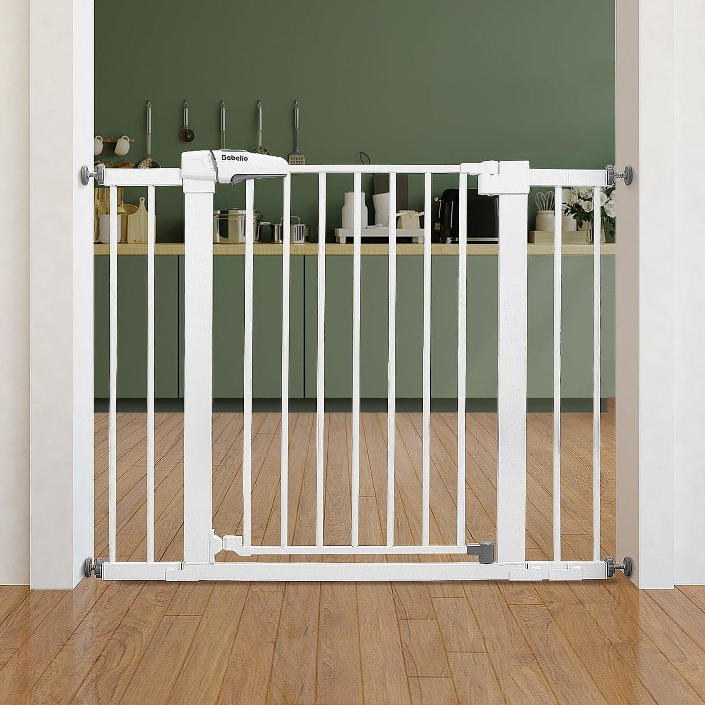 Babelio Baby Gate for Doorways and Stairs 2640 Auto Close DogPuppy Gate Easy Install Pressure Mounted No Drilling fits for Narrow and Wide Doorways Safety Gate Door for Child and Pets