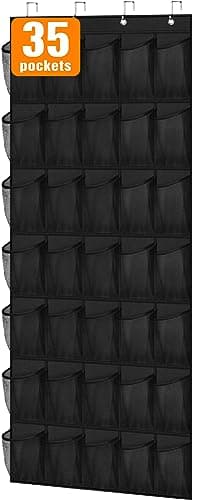 MISSLO 35 Large Pockets Over the Door Shoe Rack for Door Sturdy Oxford Over the Door Shoe Organizer Closet Hanging Shoe Holder Hanger