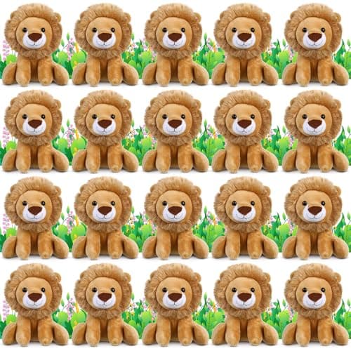 VercanMonth 20 Pieces Lion Plush Set 6 Inches Cuddly Lion Stuffed Animal Small Stuffed Animals Bulk for Boys Girls Birthday Favors Gifts Forest Decor Birthday Classroom Prizes
