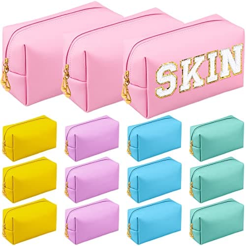 Kigeli Aesthetic Makeup Bags PU Leather Cosmetic Pouches Waterproof Plain Toiletry Bags Makeup Pouches Bulk for Women Party Gift Travel Storage OrganizerMacaron71 x 28 x 43 in