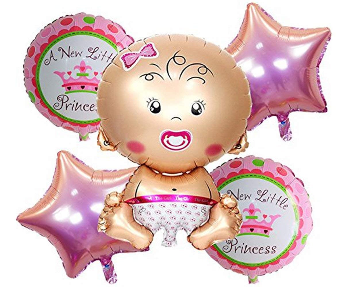 HK Balloons (Pack of 5) Baby Shower Foil Balloons Party Decoration Kids Baby girl Arrival Birthday Party Decoration Supplies