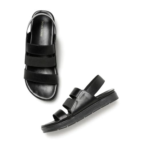 Marc Loire Women Platform Heel Fashion Sandal With Slingback Strap; Smart Casual Footwear (Black, 5)