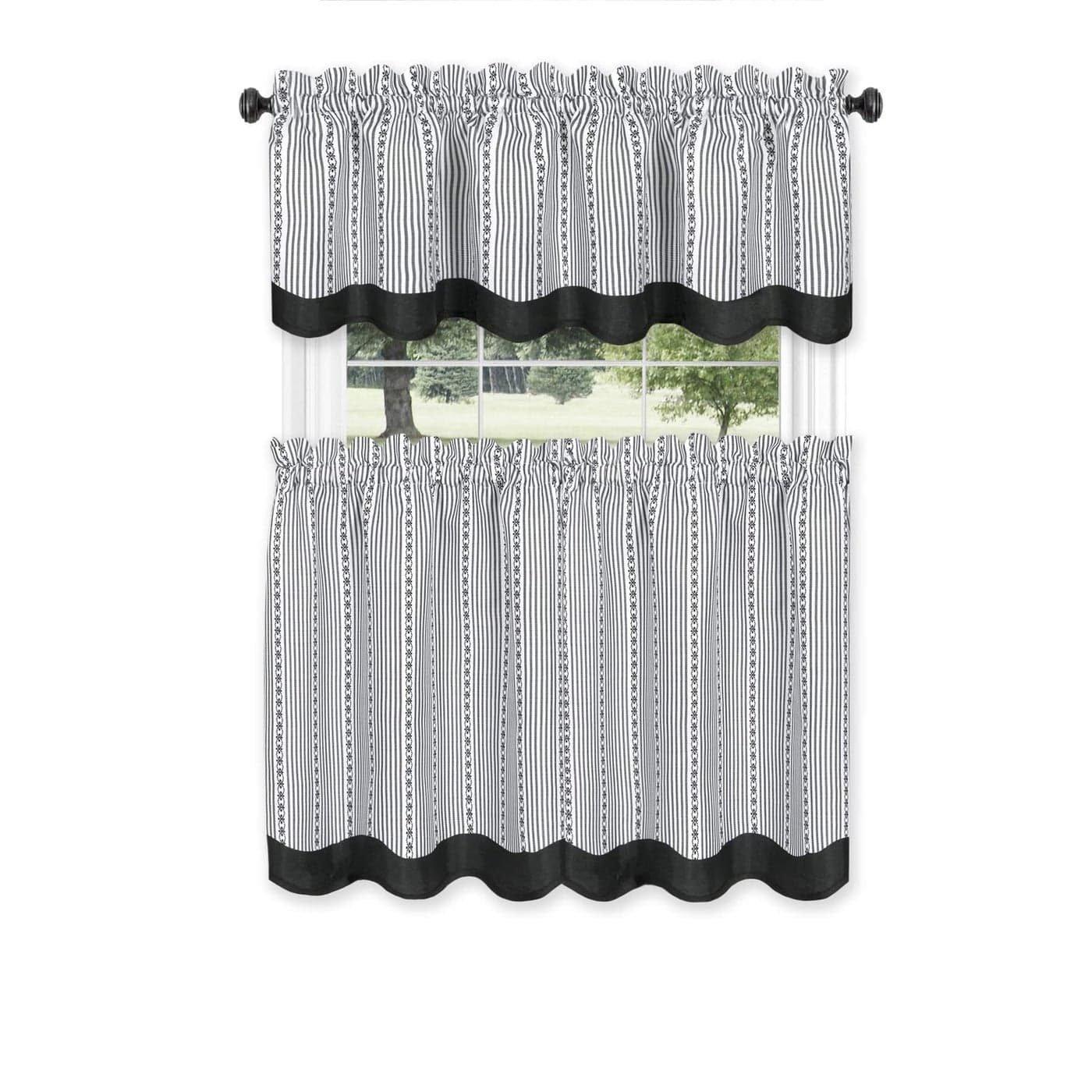 ACHIM Westport Tier and Valance Set 58 x 3658 x 14 BlackWhite