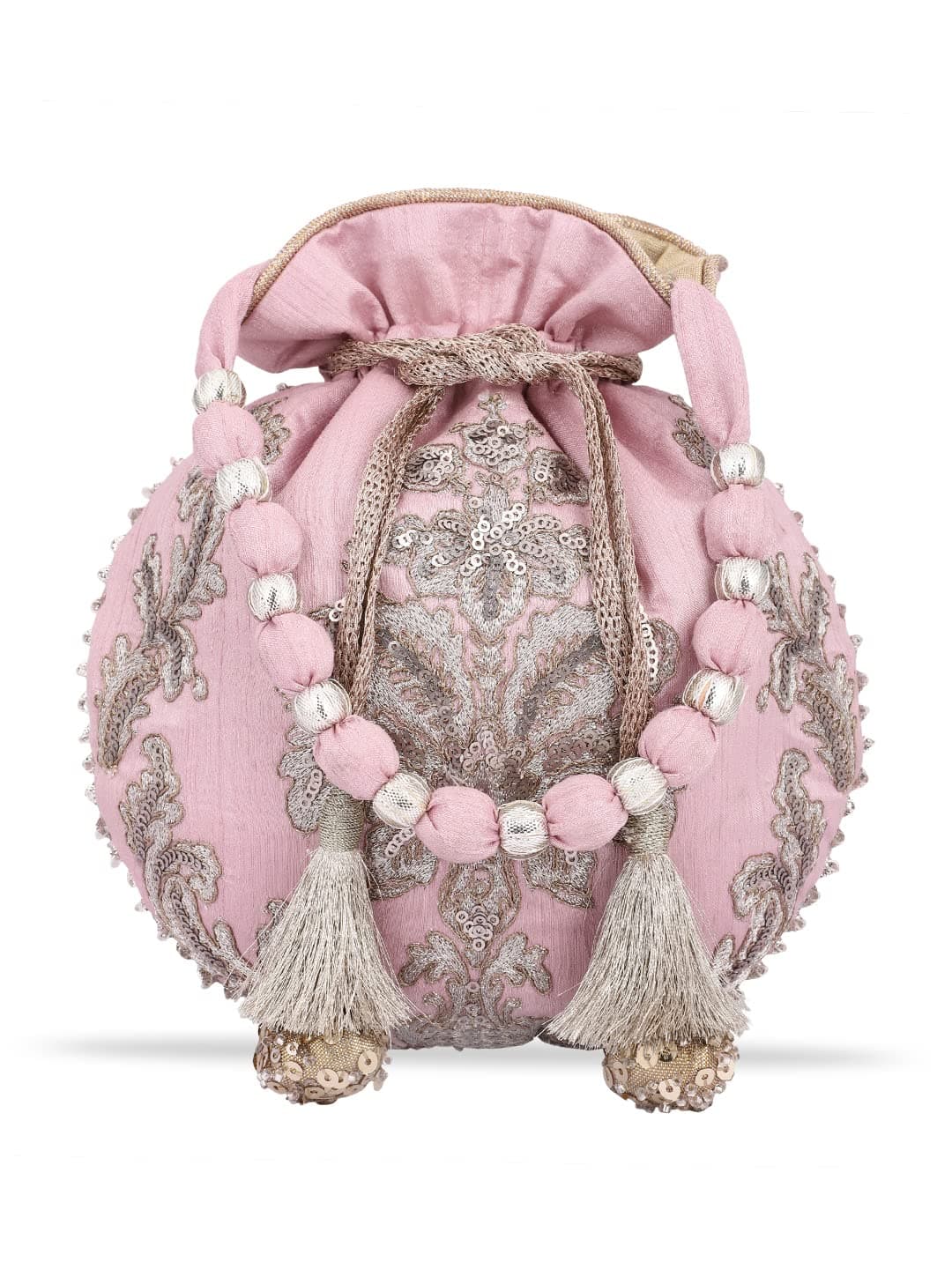 MASQ Women By Q-One Embroidered Silk Potli Bags - Handcrafted For Weddings,Festive Season & Special Occasions With Beads And Sequins - Made In India