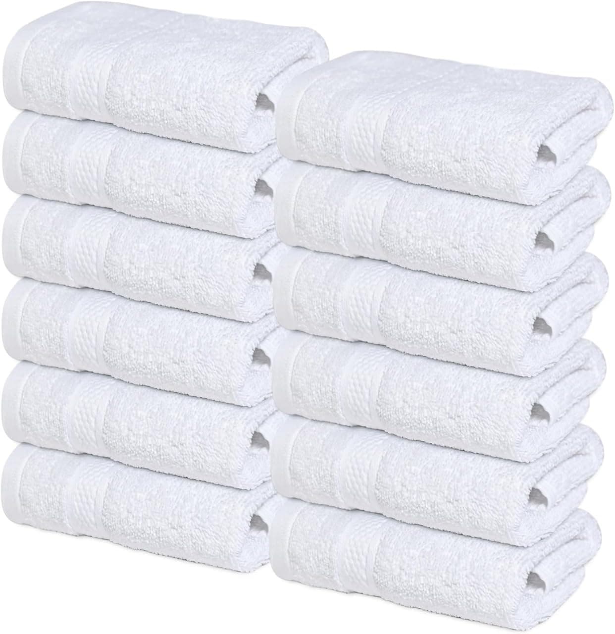 Infinitee Xclusives Premium White Washcloths Set Pack of 12 13x13 Inches 100 Cotton Wash Cloths for Your Body and Face Towels Kitchen Dish Towels and Rags Baby Washcloth